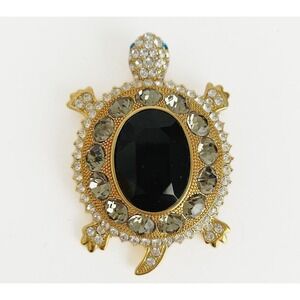 HSN Princess Amanda Borghese‎ LARGE Rhinestone Turtle Brooch Pin Pendant
